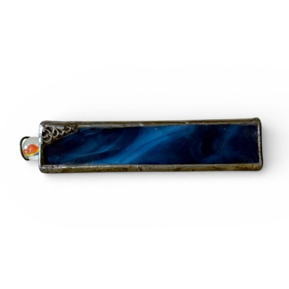 Vintage Kaleidoscope Marblescope Blue Stained Glass Cats Eye Marble Handcrafted